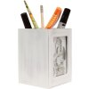 s67tp pennenhouder wit hout, afmeting: 10 x 11 x 10 cm