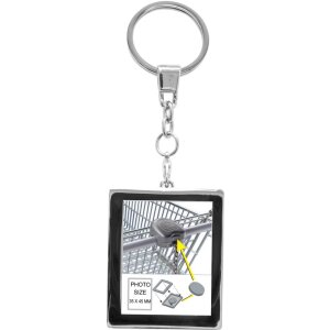 Foto sleutelhanger met muntje voor winkelwagen zilver...