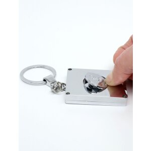 Foto sleutelhanger met muntje voor winkelwagen zilver...