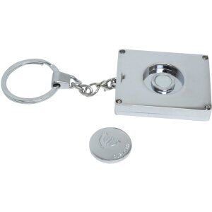 Foto sleutelhanger met muntje voor winkelwagen zilver metaal 3,5 x4,5 cm s59nc