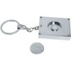 Foto sleutelhanger met muntje voor winkelwagen zilver metaal 3,5 x4,5 cm s59nc