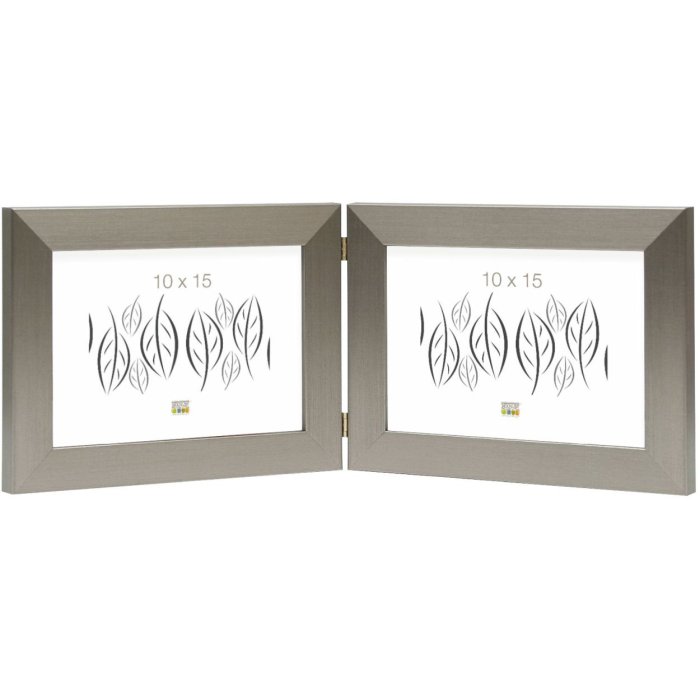 Dubbel kader s41vd1 zilver 2 fotos 13x18 cm liggend formaat