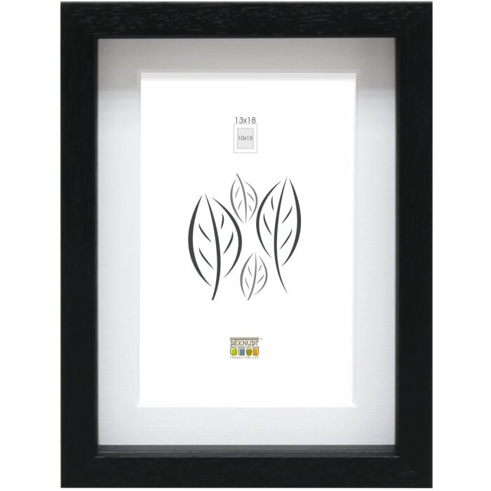Fotolijst met passepartout zwart hout 18,0 x24,0 cm;13,0 x18,0 cm s223k