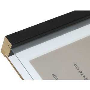 Fotolijst met passepartout zwart hout 18,0 x24,0 cm;13,0 x18,0 cm s223k
