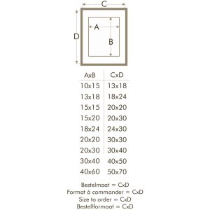Fotolijst met passepartout wit hout 40,0 x50,0 cm;30,0 x40,0 cm s223k