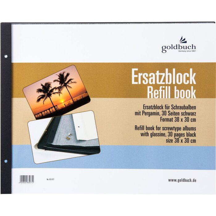 Vervangingsonderlegger Goldbuch 38x30 cm zwart 30 paginas