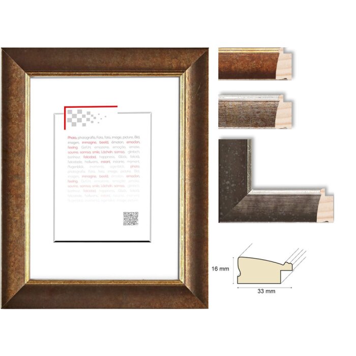 Houten lijst Hades 10x15 cm tot 50x70 cm