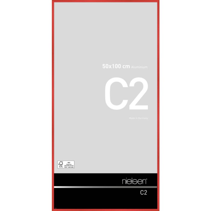 Aluminium lijst c2 tornado rood 50x100 cm