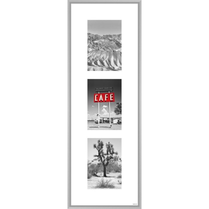 Aluminium lijst Gallery Junior zilver 3 fotos 10x15 cm