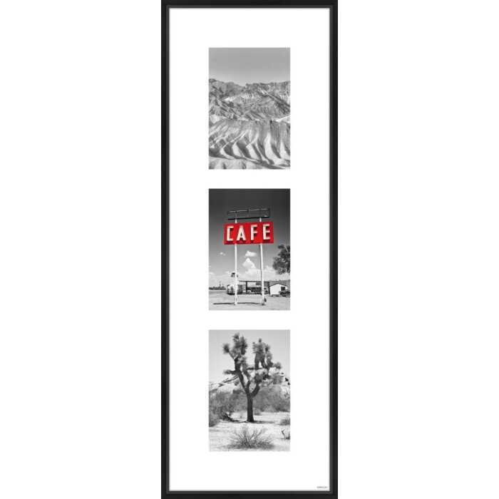 Aluminium lijst Gallery Junior zwart 3 fotos 10x15 cm