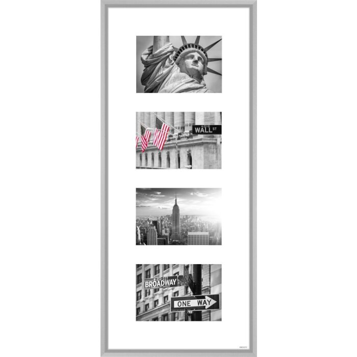 Aluminium lijst Gallery Junior zilver 4 fotos 10x15 cm