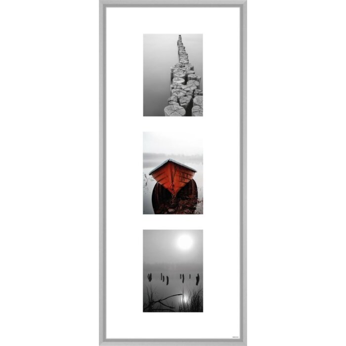 Aluminium lijst Gallery Junior zilver 3 fotos 13x18 cm