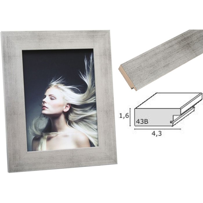 Fotolijst zilver hout s43bd