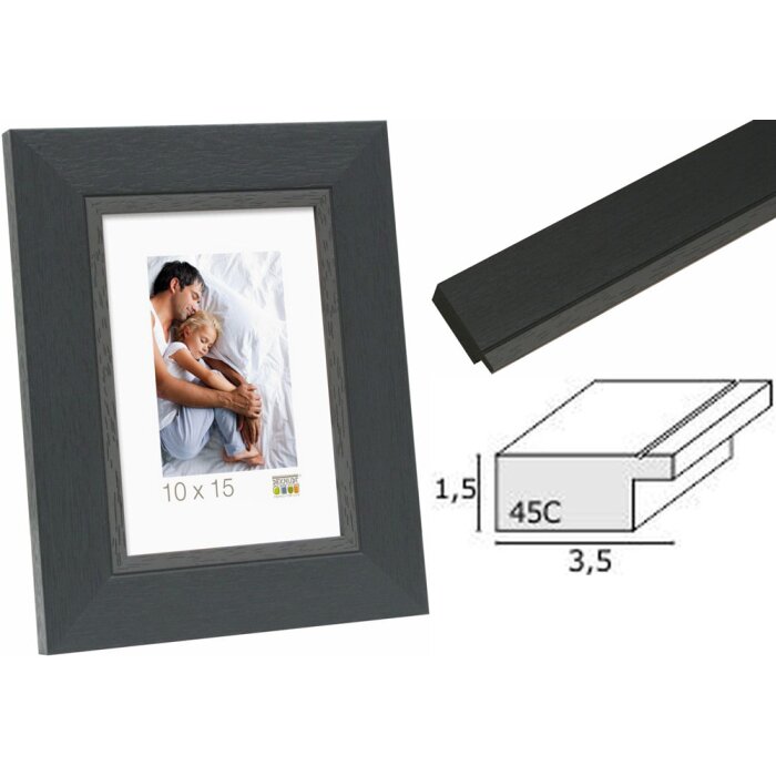 Fotolijst zwart plastic s45cf