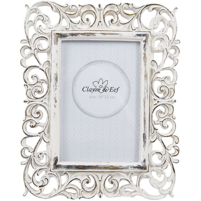 Fotolijst Clayre en Eef 2f0497 - 18x2x23 cm - 10x15 cm distressed wit