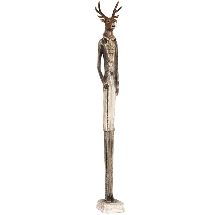 Decoratie hert Clayre en Eef 4pr0045 - 12x12x92 cm donkergrijs