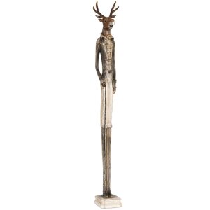 Decoratie hert Clayre en Eef 4pr0045 - 12x12x92 cm donkergrijs