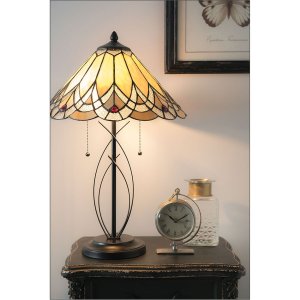 Tafellamp Tiffany Clayre en Eef 5ll-5186 - ø 40x60 cm - e27 - Max. 2x60 Watt multi