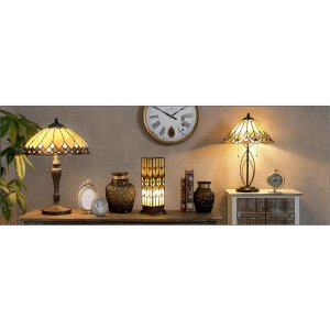 Tafellamp Tiffany Clayre en Eef 5ll-5186 - ø 40x60 cm - e27 - Max. 2x60 Watt multi