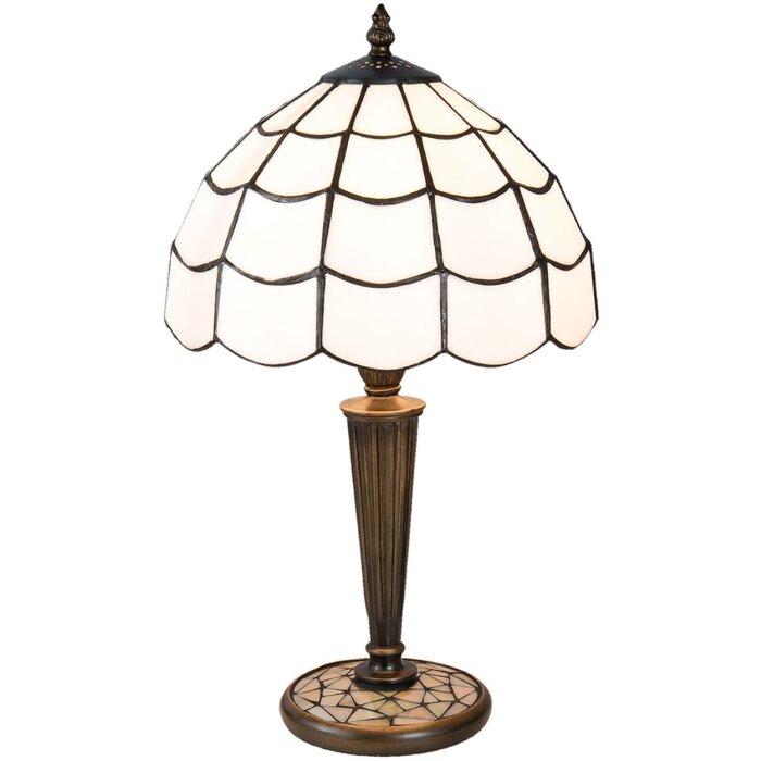 Tafellamp Tiffany Clayre en Eef 5ll-5936 - ø 25x43 cm - E27-max 1x40W wit