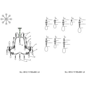 Kroonluchter Clayre en Eef 5ll-cr12 - 90-150 x ø...