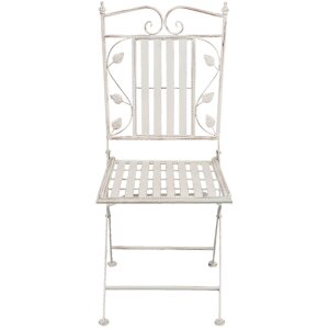 Tafel met 2 stoelen Clayre en Eef 5y0385 - ø 70x77 cm - 40x52x93 cm (2) distressed wit
