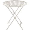 Tafel met 2 stoelen Clayre en Eef 5y0385 - ø 70x77 cm - 40x52x93 cm (2) distressed wit