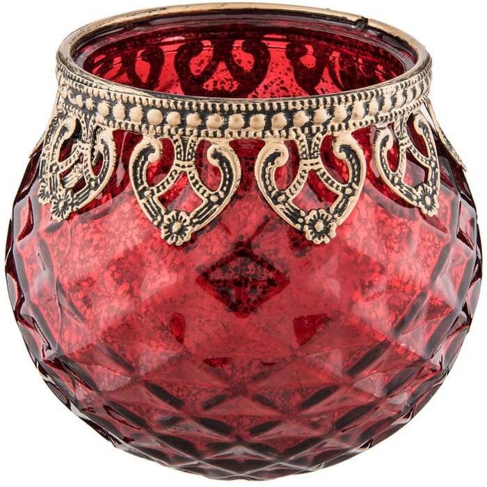 Theelichthouder Clayre en Eef 6gl2219r - ø 10x10 cm rood