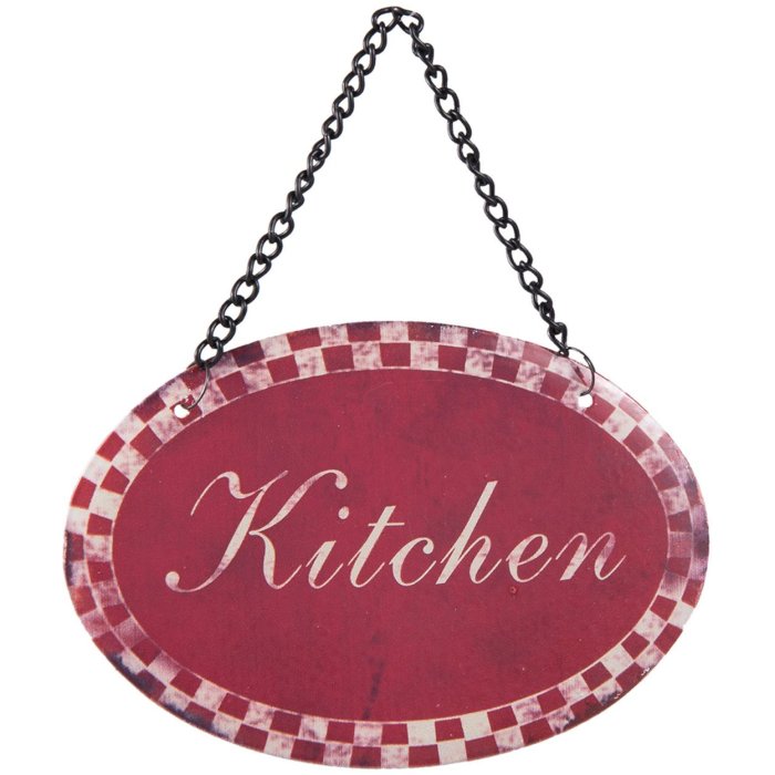 Hanger Tekstbordje Clayre en Eef 6y2530 - 12x8 cm rood