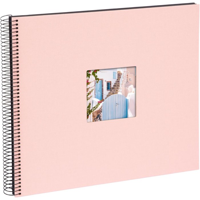 Spiraal album Bella Vista rosé 35x30 cm venster en zwarte paginas