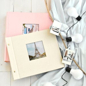 Schroefalbum Bella Vista zandgrijs 30x25 cm witte paginas