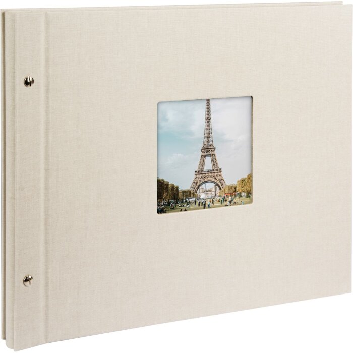 Schroefalbum Bella Vista zandgrijs 39x31 cm zwarte paginas