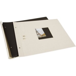 Schroefalbum Bella Vista zandgrijs 39x31 cm zwarte paginas