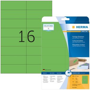 Herma speciale gekleurde etiketten a4, 105 x 37 mm, groen...