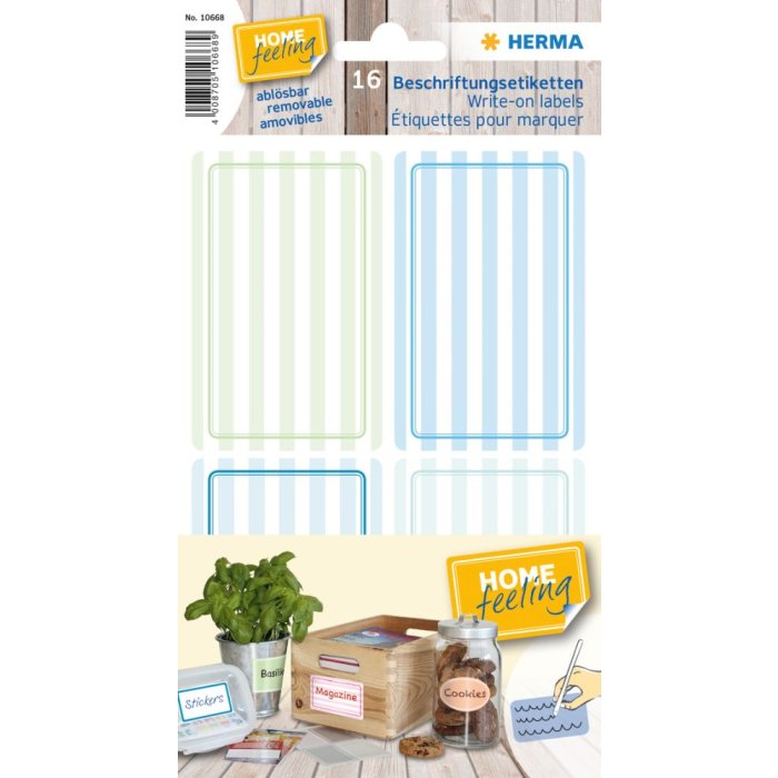 Herma huisetiket Etiketten 52x82 mm Blauw-Groen, verwijderbaar