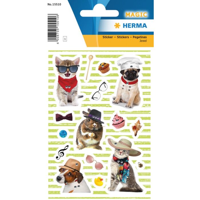 Herma magische Sticker Hond & Kat Stijl, Juweel
