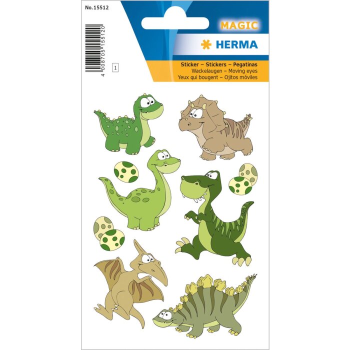 Herma magische stickers dinosaurus kinderen, wiebelogen