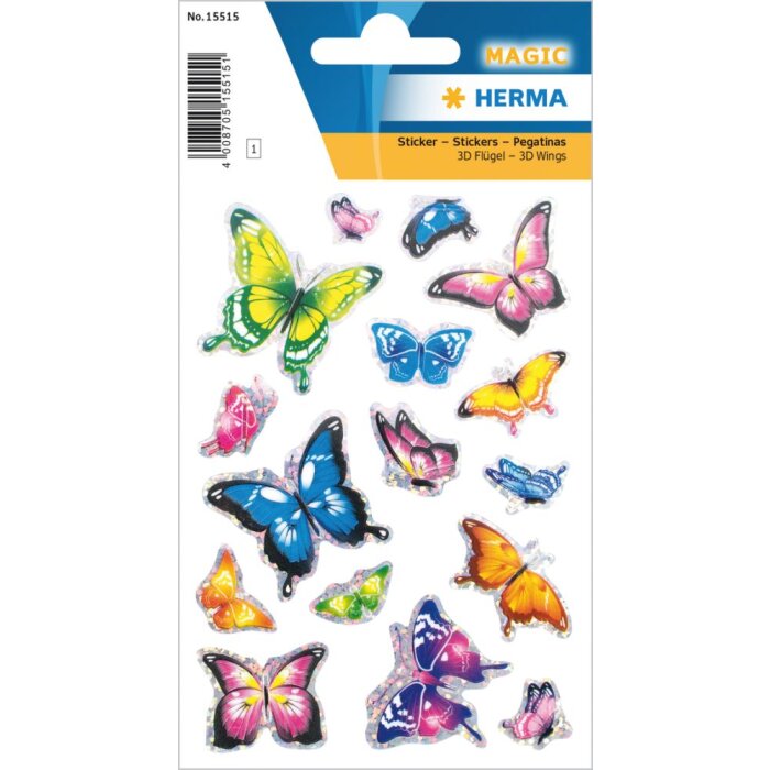 Herma magische vlinder sticker met 3d vleugel effect