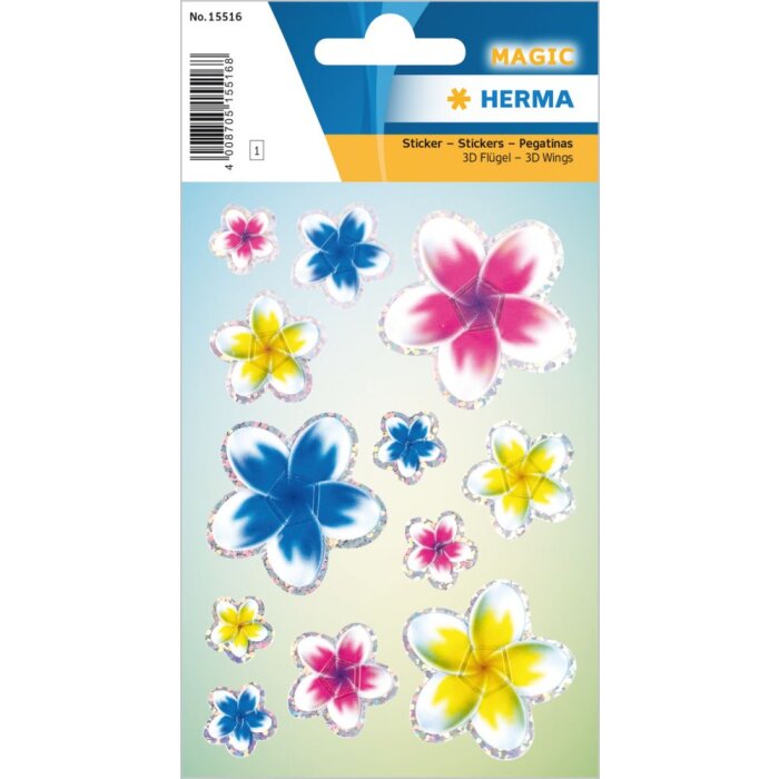Herma magische sticker zomerbloemen met 3d vleugeleffect