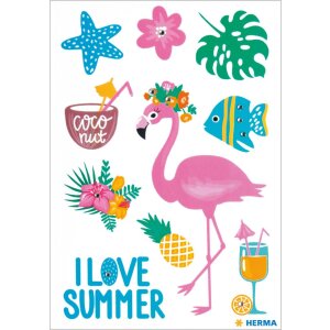 Herma magische sticker i love summer met glittersteentjes