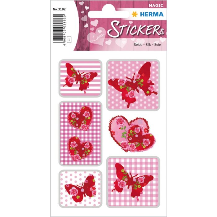 Herma magische sticker roos hart, zijde
