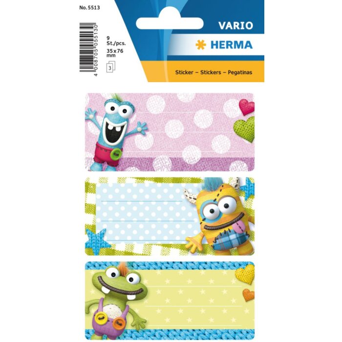 Herma VARIO Schooletiketten Kleine Monsters
