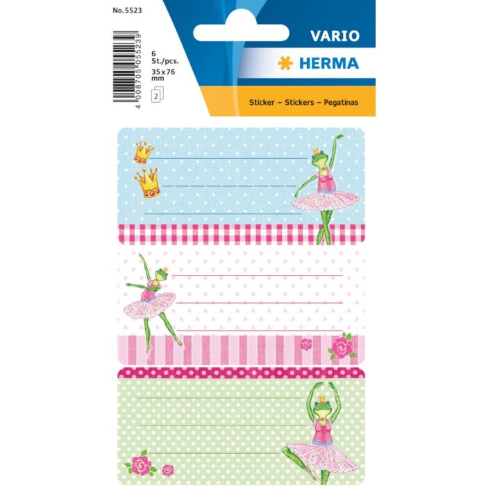 Herma vario schooletiketten kikker ballerina, glitter