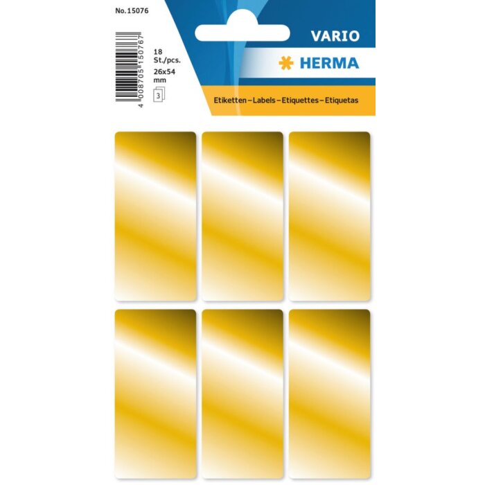 Herma decor Goud etiketten 26 x 54 mm, permanente kleefstof