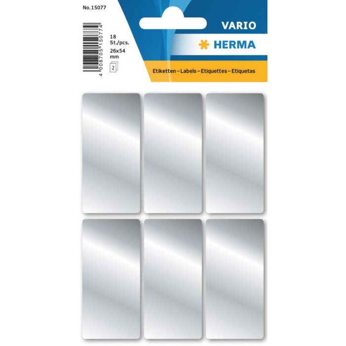 Herma decor Zilver etiketten 26 x 54 mm, permanente kleefstof