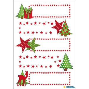 Herma decor Sticker Cadeau Sticker Sterren + Fir, glimmered