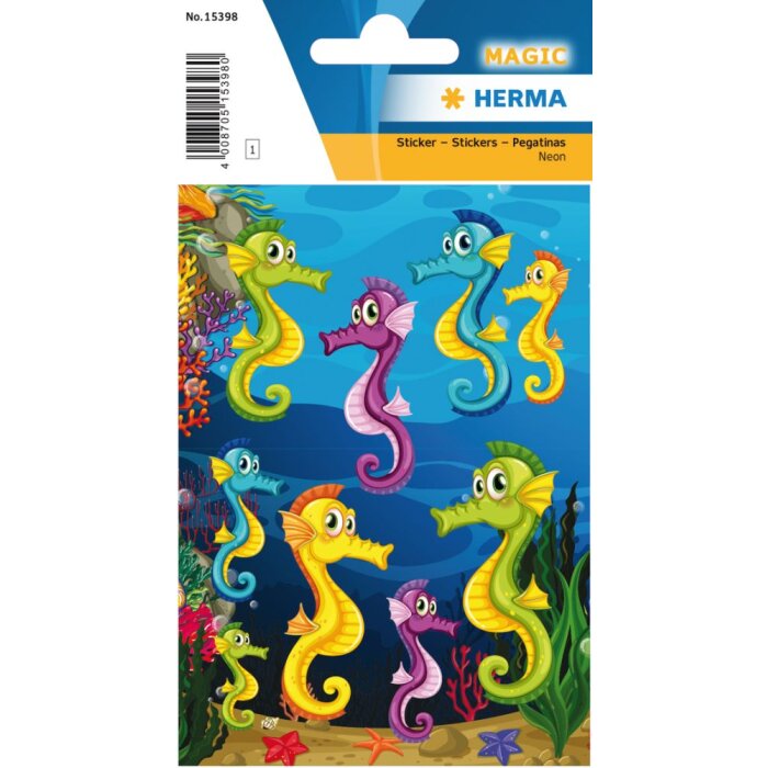 Herma magische sticker zeepaardje, neon