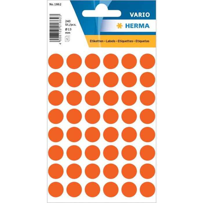 Multifunctionele etiketten rood ø 12 mm rond papier mat 240 st.