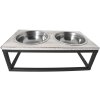 Voerbakje voor huisdieren 30x15x10 cm / 2x0,2L zwart-bruin - 6y2800