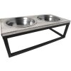 Voerbakje voor huisdieren 30x15x10 cm / 2x0,2L zwart-bruin - 6y2800